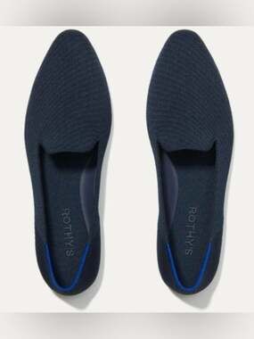 Rothy’s The Loafer Navy Twill Blue Knit Flats Size 11 New In Box Washable